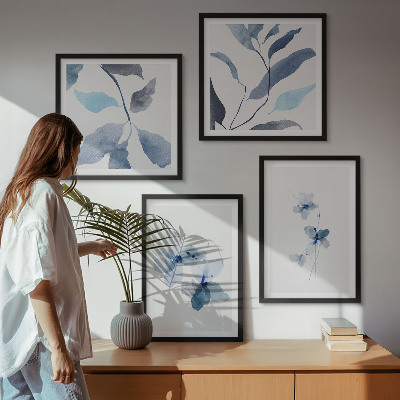 Galería de pared Flores azules minimalistas