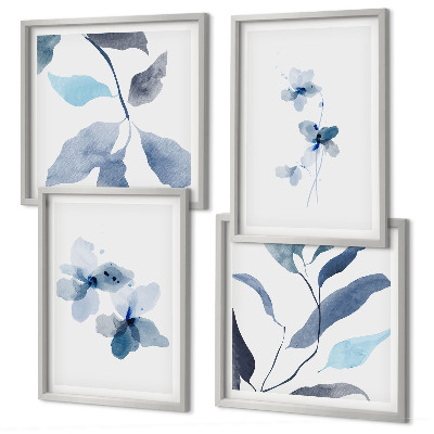 Galería de pared Flores azules minimalistas