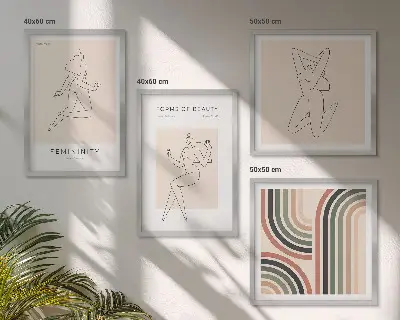 Set de 4 cuadros de siluetas femeninas para decoración de salón