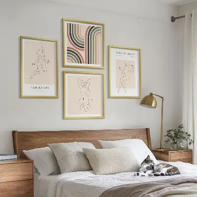 Set de 4 cuadros de siluetas femeninas para decoración de salón