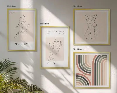 Set de 4 cuadros de siluetas femeninas para decoración de salón