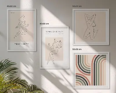 Set de 4 cuadros de siluetas femeninas para decoración de salón