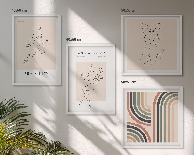 Set de 4 cuadros para salón Siluetas femeninas en carteles