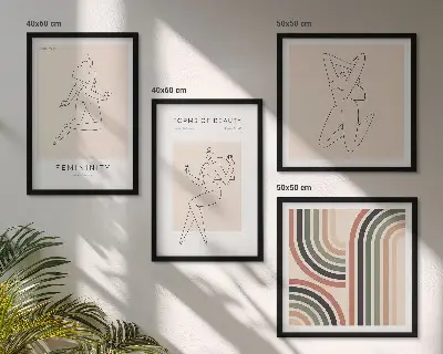 Set de 4 cuadros de siluetas femeninas para decoración de salón