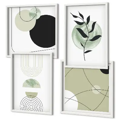 Set de cuadros modernos para salón con motivos vegetales abstractos