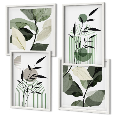Set de 4 cuadros para salón composiciones florales de estilo bohemio