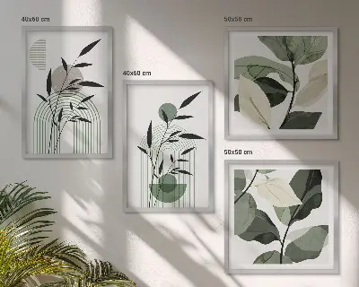 Set de 4 cuadros para salón con composiciones florales de estilo bohemio