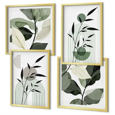 Set de 4 cuadros para salón con composiciones florales de estilo bohemio