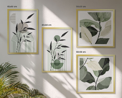 Set de 4 cuadros para salón composiciones florales de estilo bohemio