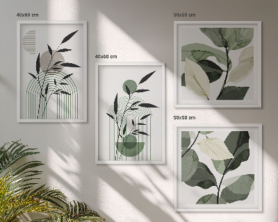 Set de 4 cuadros para salón composiciones florales de estilo bohemio