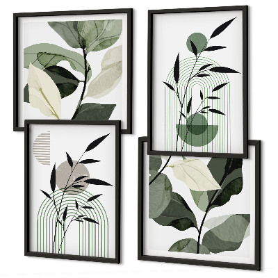 Set de 4 cuadros para salón composiciones florales de estilo bohemio