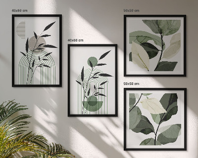 Set de 4 cuadros para salón composiciones florales de estilo bohemio