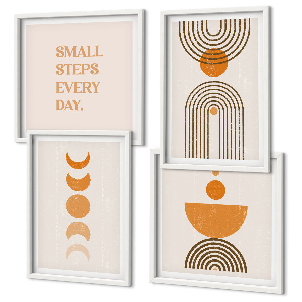 Set de 4 cuadros para salón estampados bohemios minimalistas