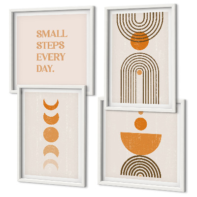 Set de 4 cuadros para salón estampados bohemios minimalistas