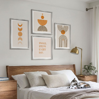 Set de 4 cuadros para salón estampados bohemios minimalistas