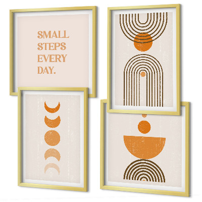 Set de 4 cuadros para salón estampados bohemios minimalistas