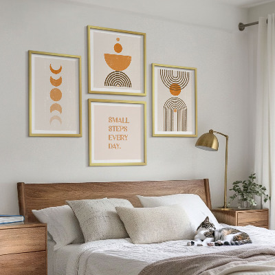Set de 4 cuadros para salón estampados bohemios minimalistas