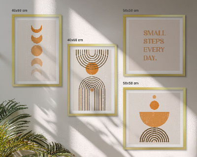 Set de 4 cuadros para salón estampados bohemios minimalistas