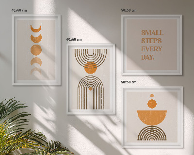 Set de 4 cuadros para salón estampados bohemios minimalistas