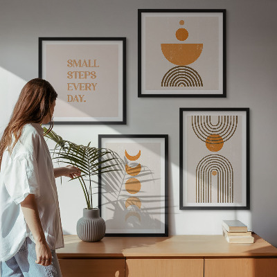Set de 4 cuadros para salón estampados bohemios minimalistas