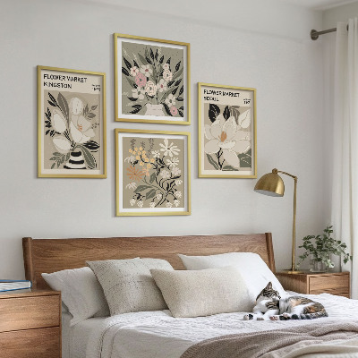 Set de cuadros modernos para salón Flores retro de ciudades de todo el mundo