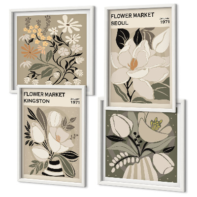 Set de cuadros modernos para salón Flores retro de Kingston Seúl