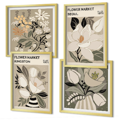 Set de cuadros modernos para salón Flores retro de Kingston Seúl
