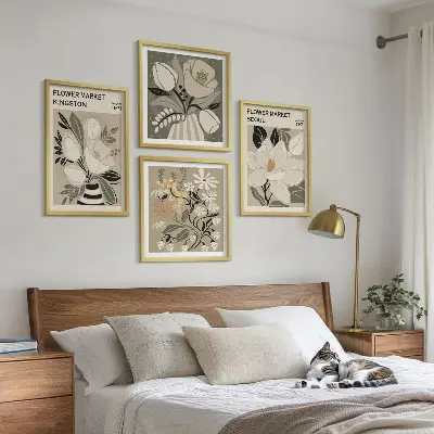 Set de cuadros modernos para salón con diseño de flores retro de Kingston Seúl