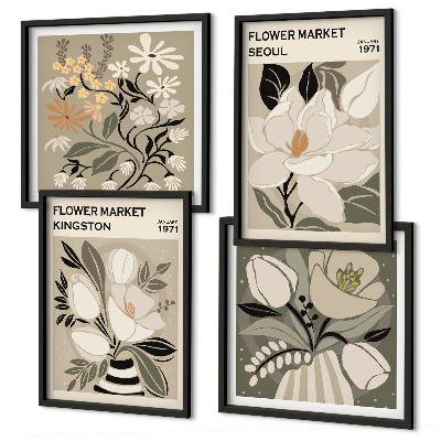 Set de cuadros modernos para salón Flores retro de Kingston Seúl