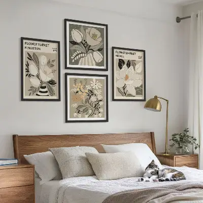 Set de cuadros modernos para salón con diseño de flores retro de Kingston Seúl
