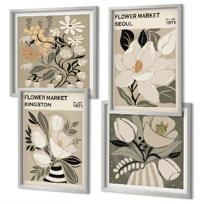 Set de cuadros modernos para salón Flores retro de Kingston Seúl