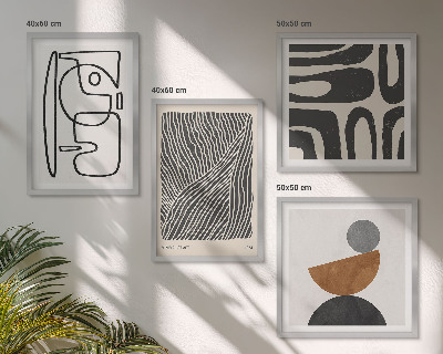 Set de 4 cuadros para salón Patrones abstractos con líneas