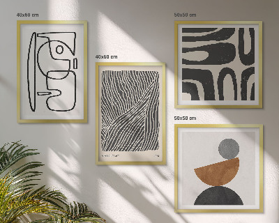 Set de 4 cuadros para salón Patrones abstractos con líneas