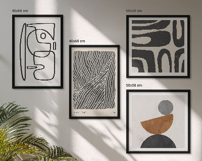 Set de 4 cuadros para salón Patrones abstractos con líneas
