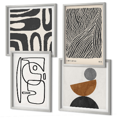 Set de 4 cuadros para salón Patrones abstractos con líneas