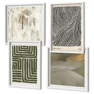 Galería de pared diseño con patrones de formas en color verde
