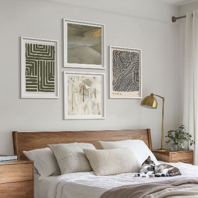 Galería de pared Patrones de formas en verde
