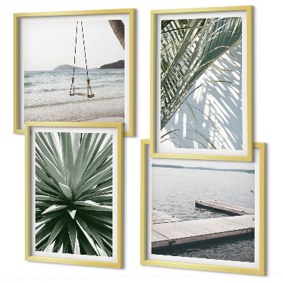 Set de cuadros modernos para salón Puente colgante de hojas de palmera