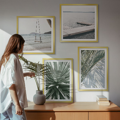 Set de cuadros modernos para salón Puente colgante de hojas de palmera