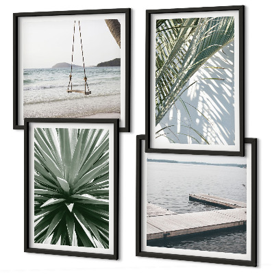 Set de cuadros modernos para salón Puente colgante de hojas de palmera