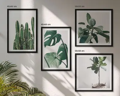 Set de 4 cuadros decorativos para salón diseño de estética de plantas tropicales