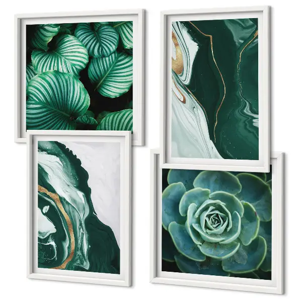 Galería de pared con patrones abstractos de hojas suculentas
