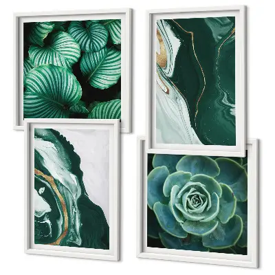 Galería de pared con patrones abstractos de hojas suculentas