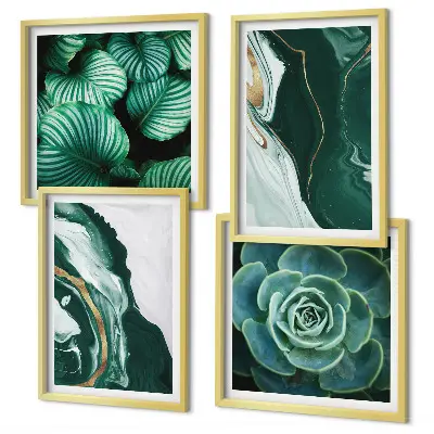 Galería de pared con patrones abstractos de hojas suculentas
