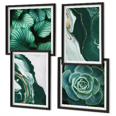 Galería de pared con patrones abstractos de hojas suculentas