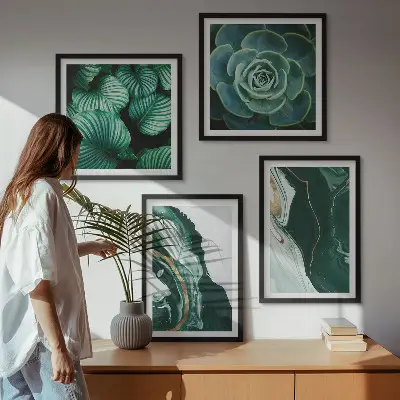 Galería de pared con patrones abstractos de hojas suculentas