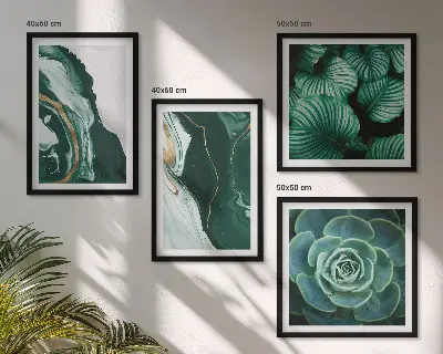 Galería de pared con patrones abstractos de hojas suculentas