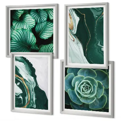 Galería de pared con patrones abstractos de hojas suculentas