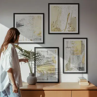 Set de cuadros modernos para salón con patrones abstractos minimalistas