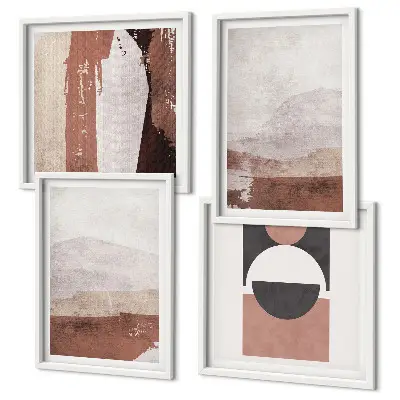 Set de 4 cuadros abstractos marrones decoración para salón
